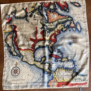Rare Vintage Banana Republic Map of the World Silk Scarf